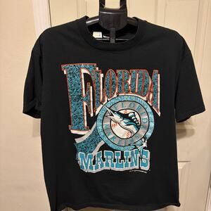VINTAGE 1993 Florida Marlins Graphic T Shirt Single Stitch Henry Aaron L